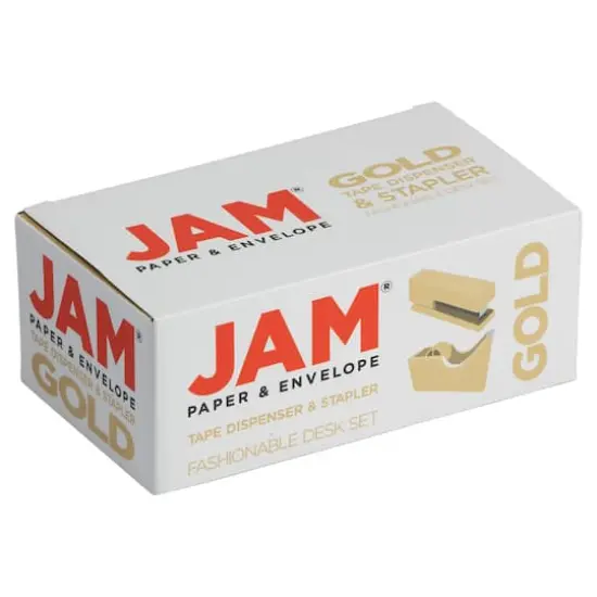 JAM Paper Stapler & Tape Dispenser Set Gold {8}