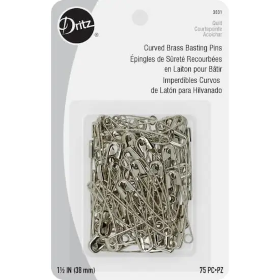 Dritz&reg; 1.5" Nickel-Plated Brass Curved Basting Pins, 75ct. {1}