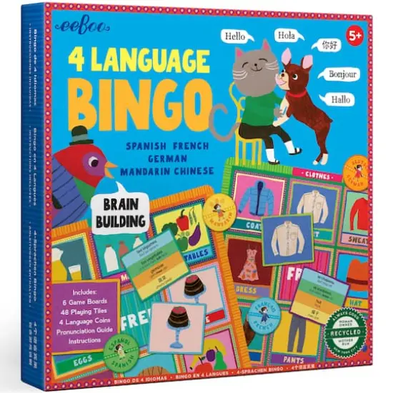 eeBoo Spanish, French, German & Mandarin Chinese 4 Language Bingo {1}
