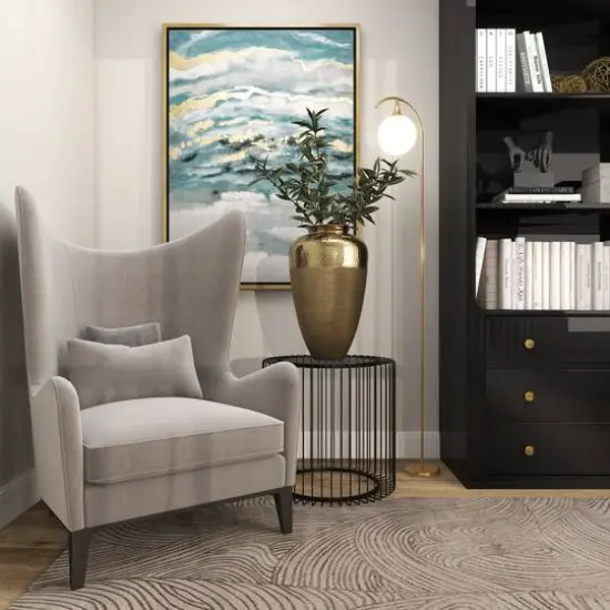 20" Gold Aluminum Brushed Vase with Hammered Top {12}