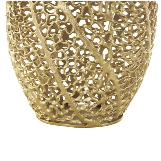 14.5" Gold Aluminum Abstract Metallic Coral Inspired Vase {6}