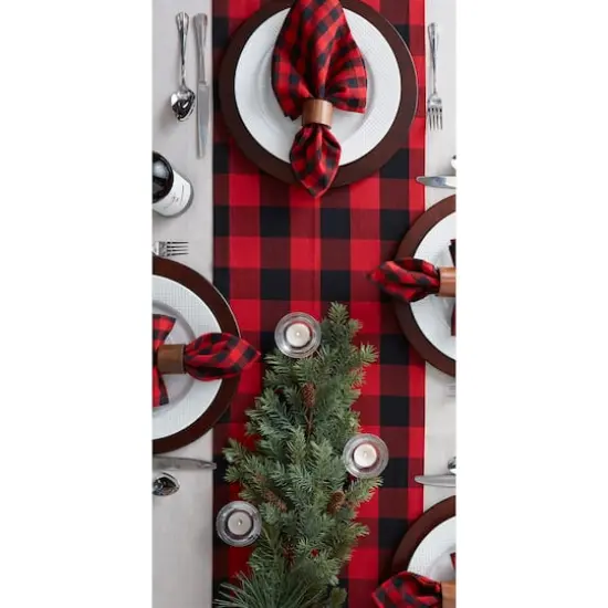 DII&reg; 72" Buffalo Check Table Runner Tango Red/Black {6}
