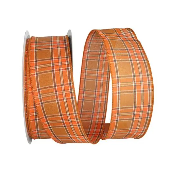 Reliant Orange Plaid Tonal Wired Ribbon {1}