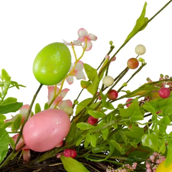 20" Pink & Green Easter Egg With Berry Floral Springtime Wreath {5}