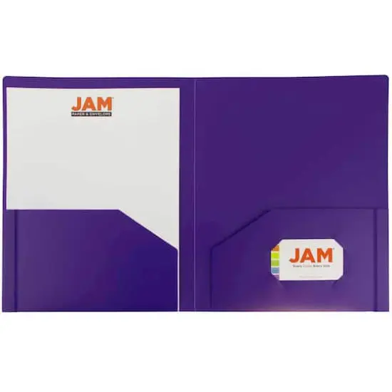 JAM Paper Heavy Duty Plastic 2-Pocket Folders, 6ct. Purple {5}