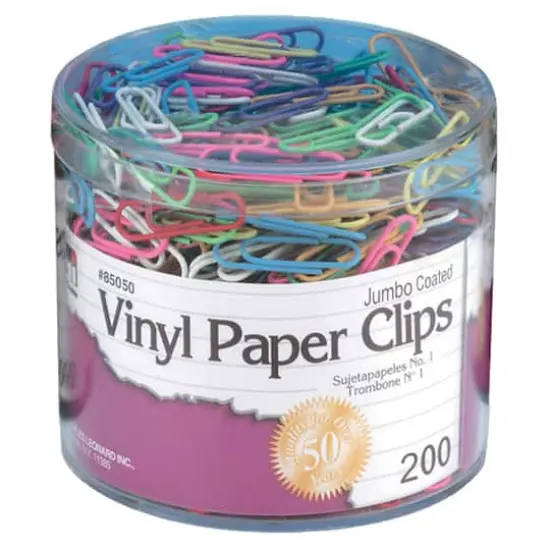 Charles Leonard Jumbo Vinyl Coated Paper Clips, 6 Packs of 200 {3}
