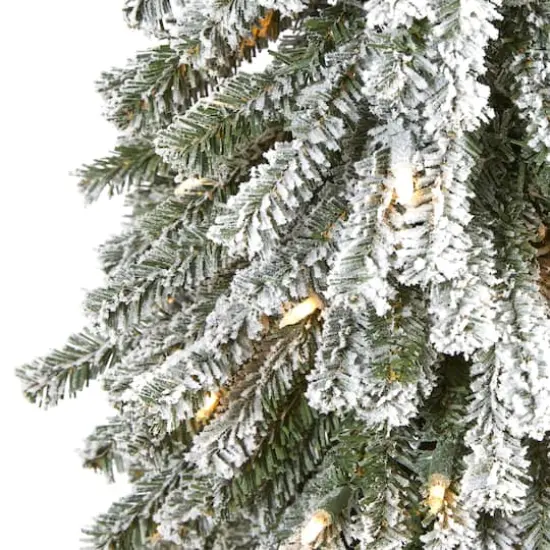 5ft. Pre-Lit Flocked Grand Alpine Artificial Christmas Tree, Clear LED Lights {4}