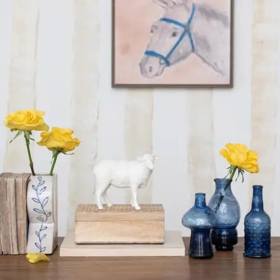 Hello Honey&reg; 6.75" Long White Pastoral Elegance Sheep Taper Candle Holder {4}