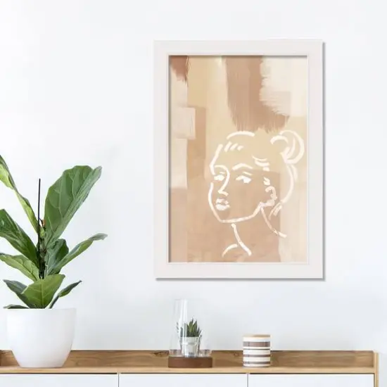 Neutral Desert Girl White Framed Print {3}