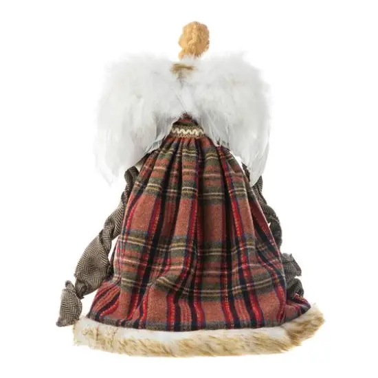 Glitzhome® 16.5" Faux Fur Woodland Christmas Angel Tree Topper {8}