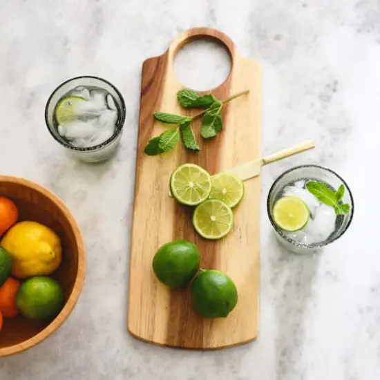 Hello Honey&reg; 16" Rectangle Acacia Wood Cutting Board with Handle {3}