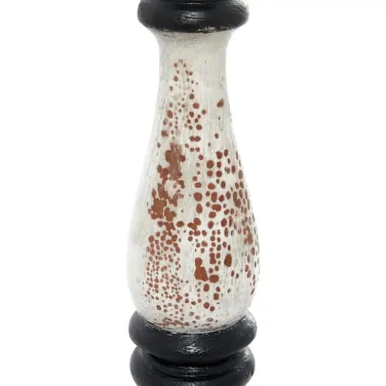 16" Black & White Wood Farmhouse Candlestick Holder Set {5}