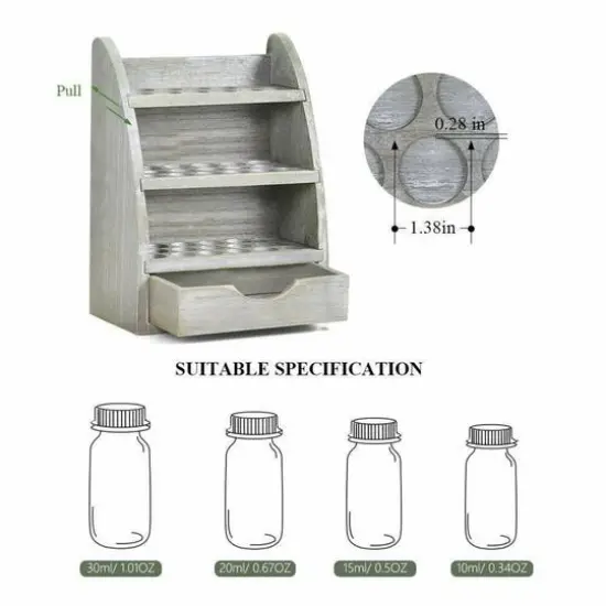 NEX&trade; 15" Essential Oils 45-Slot Storage Rack Medium Gray {5}