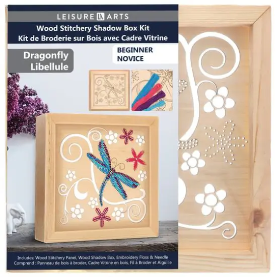 Leisure Arts&reg; Beginner Dragonfly Wood Stitchery Shadow Box Kit  {1}