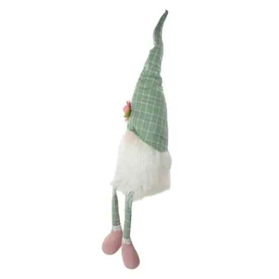 28" Green & White Plaid Spring Gnome with Dangling Legs Figure {5}