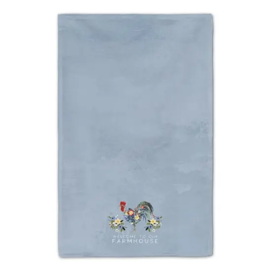 Floral Rooster Collage Blue 16" x 25" Towel Set {4}