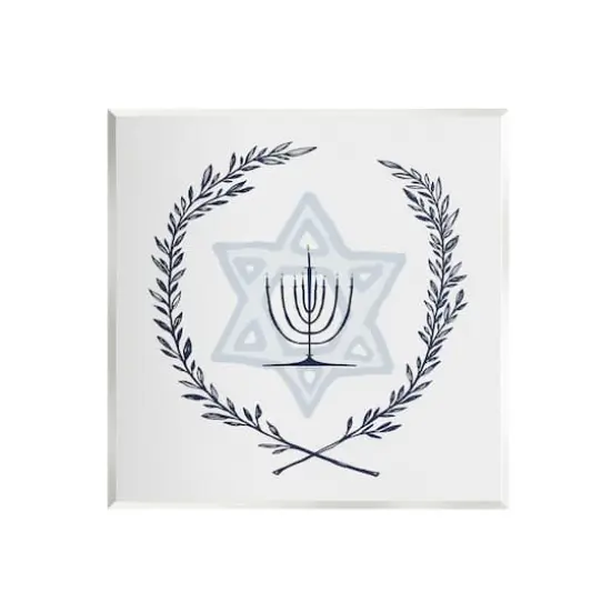 Stupell Industries Hanukkah Menorah Botanical Laurel Wall Plaque Art {1}