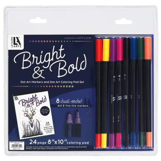 Leisure Arts&reg; Bright & Bold Dot Art Pad & Marker Set {1}