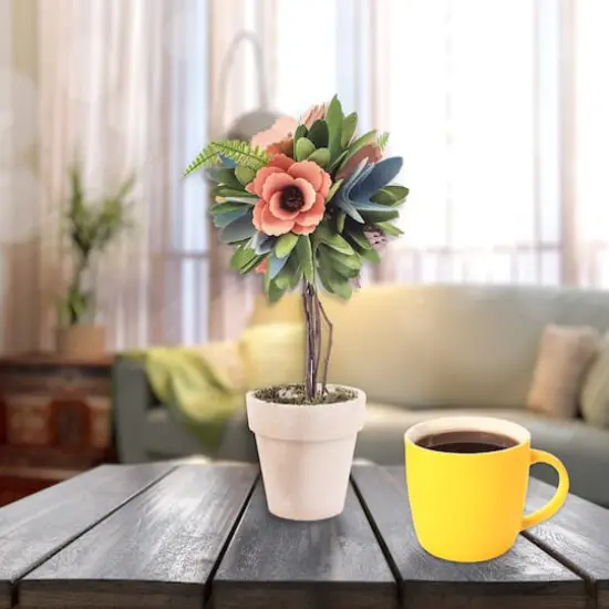 12" Multicolor Spring Floral Topiary {3}