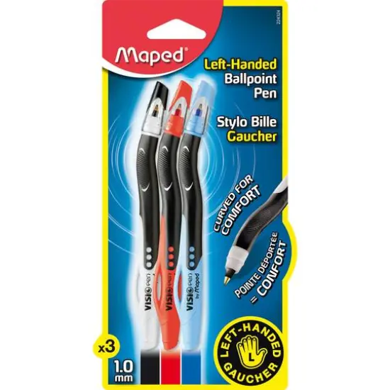 Maped&reg; Visio Left-Handed Ball Point Pen, 3 Packs of 3 {3}