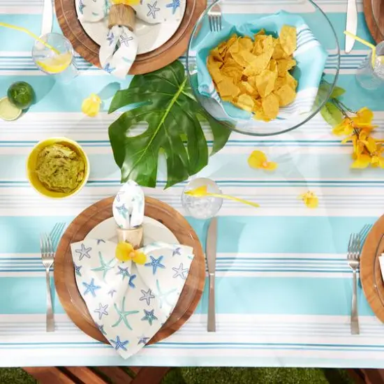 DII&reg; Beach House Stripe Print Outdoor Tablecloth 60x120" {8}