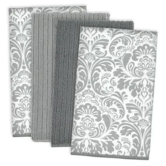 Gray Damask Microfiber Dishtowel, 4ct. {1}