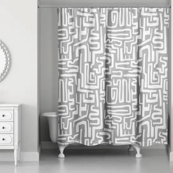 Woogly Shapes Shower Curtain Gray {1}