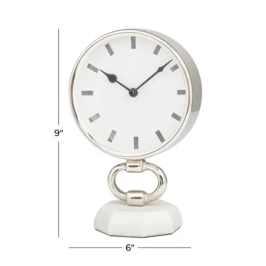 Silver Modern Abstract Clock, 6" x 4" x 10" {7}