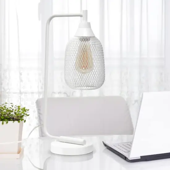 Lalia Home 19" Industrial Mesh Desk Lamp White {5}