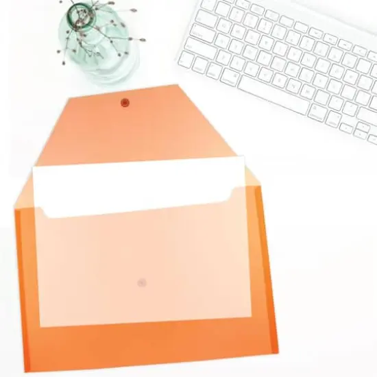 JAM Paper 9.75" x 14.5" Plastic Snap Closure Envelopes, 12ct. Orange {6}