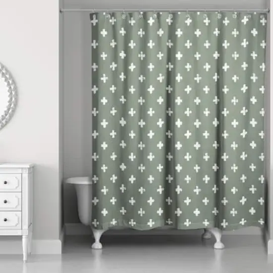 Crosses Shower Curtain Sage {3}