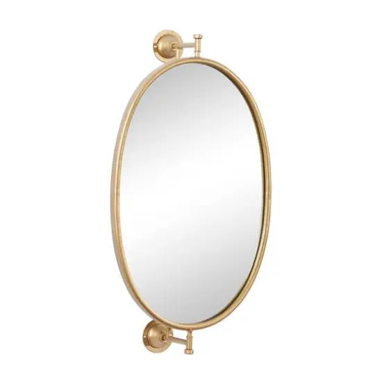 29" Oval Wood Wall Mirror Gold {9}