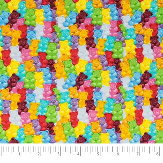 SINGER Rainbow Gummy Bears Cotton Fabric {1}