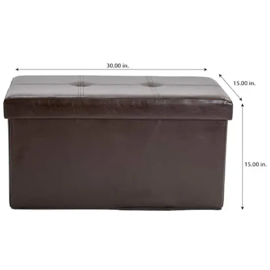 Simplify Faux Leather Double Folding Storage Ottoman Chocolate {6}