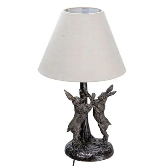 Hello Honey&reg; 18.5" Brown & Natural Bunny Rabbit Table Lamp with Linen Empire Shade {10}