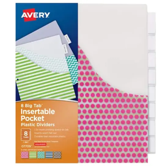 Avery&reg; Big Tab&trade; 8-Tab Pocket Insertable Plastic Dividers, 3 Pack {1}