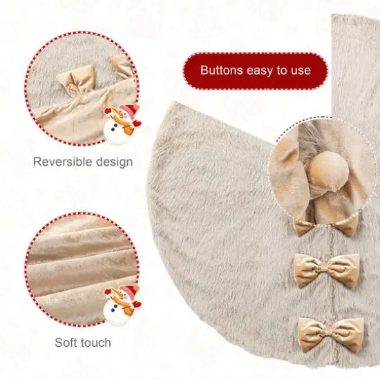 Glitzhome&reg; 48"D Reversible Faux Fox Fur Christmas Tree Skirt {8}