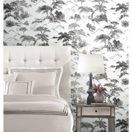 RoomMates Oriental Toile Peel & Stick Wallpaper Black and White {6}
