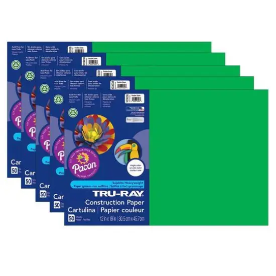 Tru-Ray&reg; 12" x 18" Construction Paper, 5 Packs of 50 Sheets White {2}