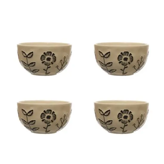 Hello Honey® 4.5" Floral Design Stoneware Compact Bowl Dinnerware, 4ct. {1}