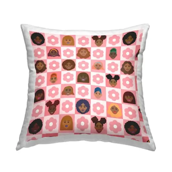 Stupell Industries Varied Patterned Girls Pink Flower Blossoms Throw Pillow, 18" x 18" {1}