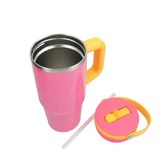 20oz. Two-Tone Stainless Steel Insulated Tumbler by Celebrate It&trade; Hot Pink {4}