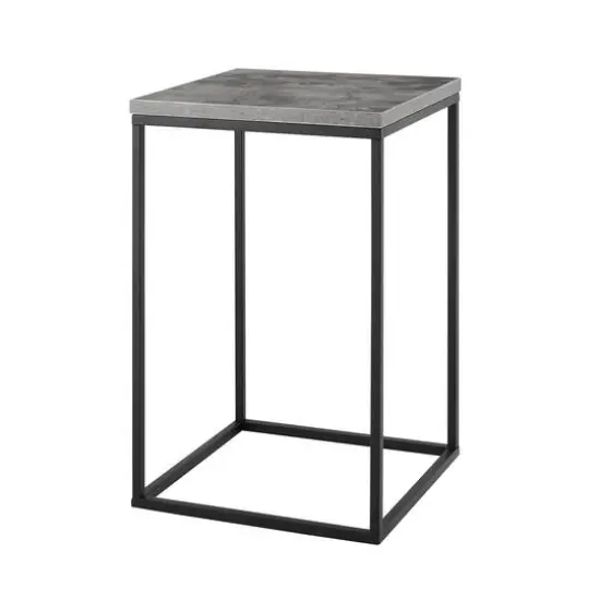 Walker Edison Modern Square Side Table Dark Concrete {1}