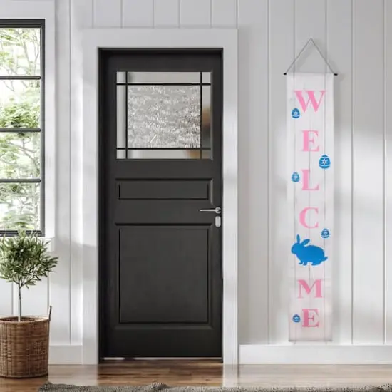 White Welcome Happy Easter Hanging Door Banner Set {3}