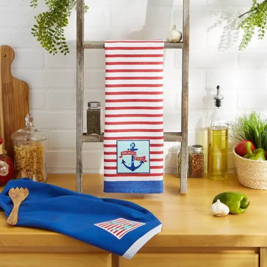 DII&reg; Anchor's Away Collection Embellished Patch Kitchen Dishtowels, 2ct. {5}
