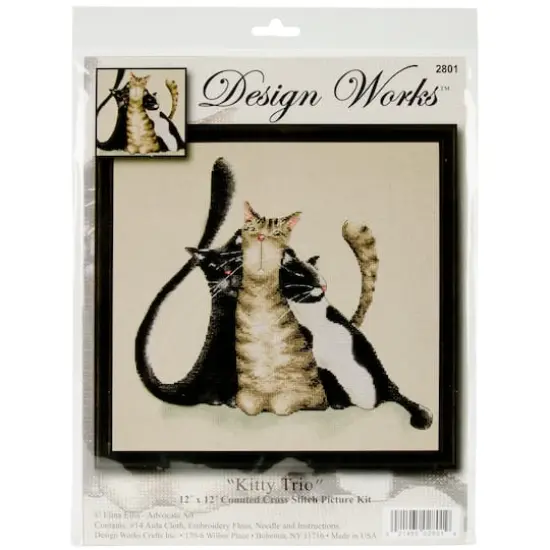 Design Works&trade; Kitty Trio Counted Cross Stitch Kit {1}