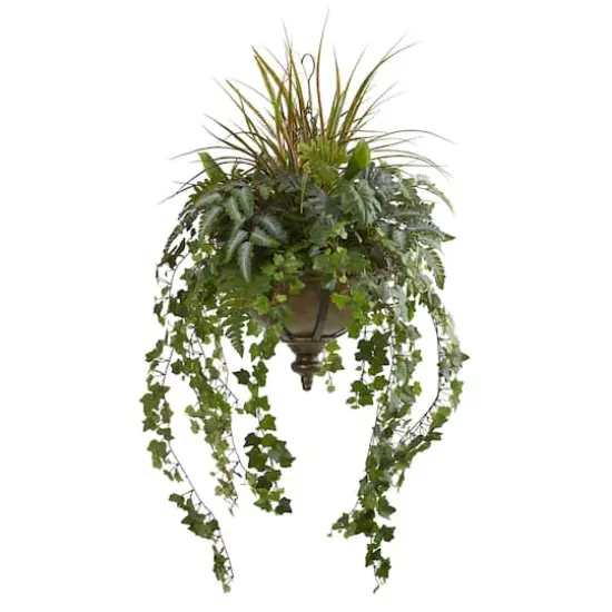 3.7ft. Ivy & Mixed Greenery Artificial Plant in Hanging Metal Bowl {1}