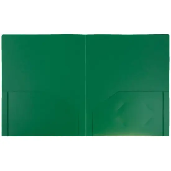 JAM Paper Heavy Duty Plastic 2-Pocket Folders, 6ct. Green {4}