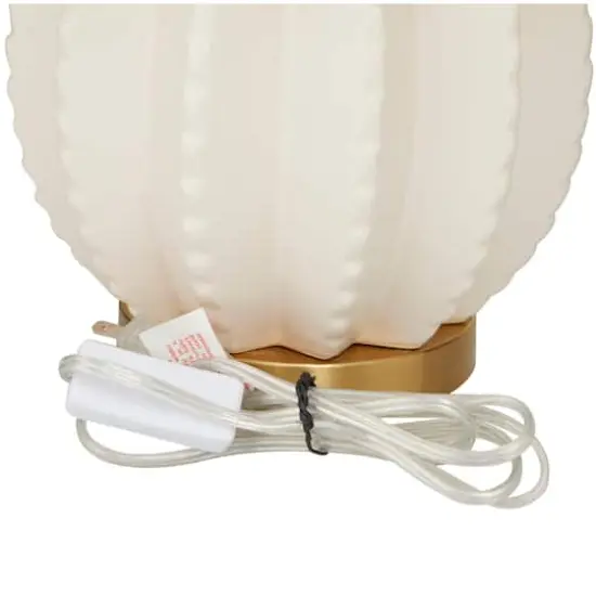 CosmoLiving by Cosmopolitan Cream Ceramic Gourd Style Base Table Lamp with Drum Shade 12" x 12" x 19" {4}
