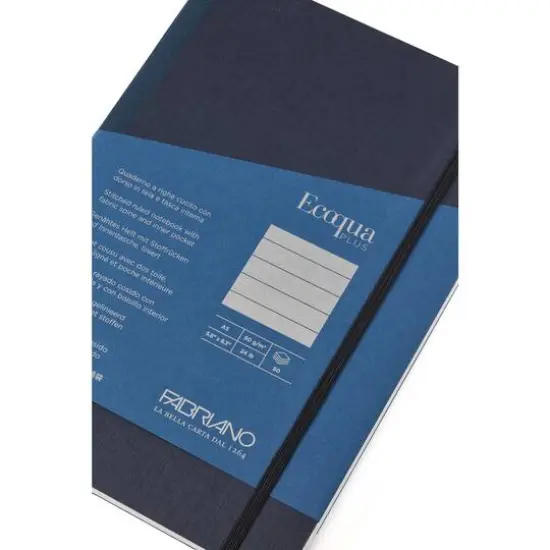 Fabriano&reg; EcoQua Plus A5 Lined Fabric-Bound Notebook Navy {6}